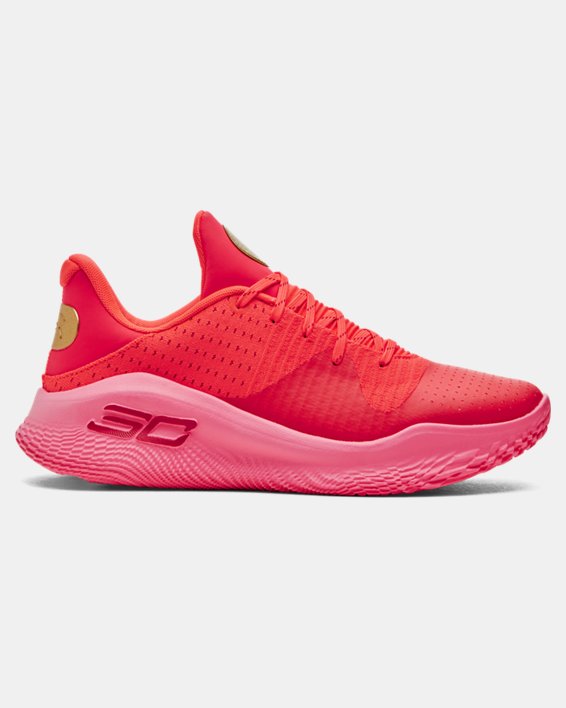 Unisex Curry 4 Low FloTro Basketball Shoes in Red image number 0